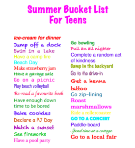 Summer Bucket List….For Teens! - How to Survive Life in the Suburbs